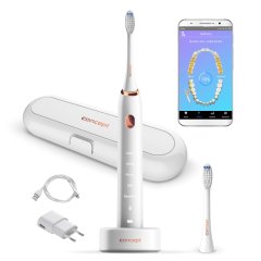 Sonický zubní kartáček s aplikací a nabíjecím cestovním pouzdrem perfect smile, bílý , Concept ZK5000