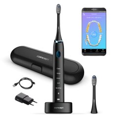 Sonický zubní kartáček s aplikací a nabíjecím cestovním pouzdrem perfect smile, černý Concept ZK5001